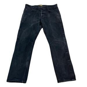 Brave Star Mens Slim Straight Selvedge Jeans 33x28 Black Button Fly FLAW